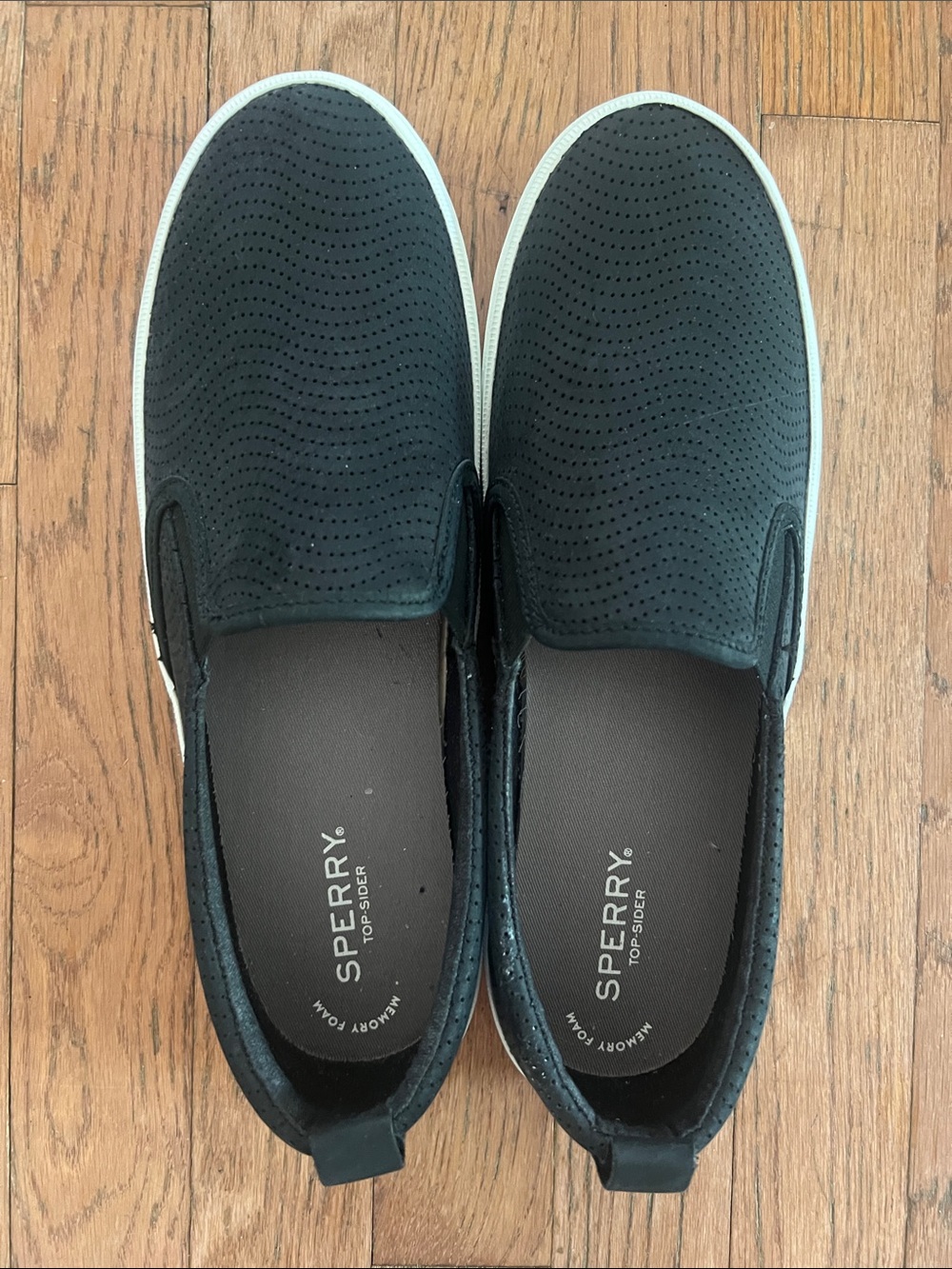 Sperry Women's Black Perforated Slip-On Loafers